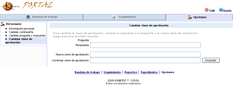 Opciones de usuario
